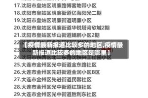 【疫情最新报道比较多的地区,疫情最新报道比较多的地区是哪里】