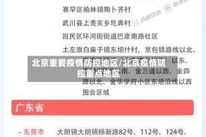 北京重要疫情防控地区/北京疫情防控重点地区