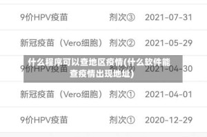 什么程序可以查地区疫情(什么软件能查疫情出现地址)