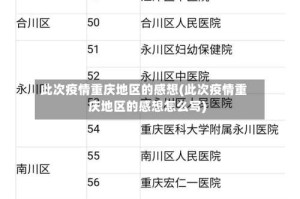 此次疫情重庆地区的感想(此次疫情重庆地区的感想怎么写)