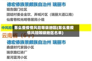 怎么查疫情风险等级地区(怎么查疫情风险等级地区名单)