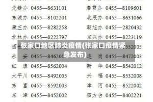 张家口地区肺炎疫情(张家口疫情紧急发布)