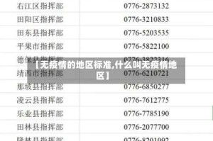 【无疫情的地区标准,什么叫无疫情地区】