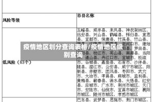 疫情地区划分查询表格/疫情地区级别查询