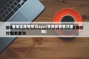 各地区疫情情况app(各地疫情情况查询)