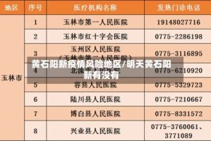 黄石阳新疫情风险地区/明天黄石阳新有没有