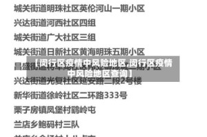 【闵行区疫情中风险地区,闵行区疫情中风险地区查询】