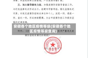 安徽各个地区疫情等级(安徽各个地区疫情等级查询)