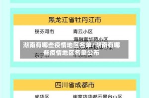 湖南有哪些疫情地区名单/湖南有哪些疫情地区名单公布