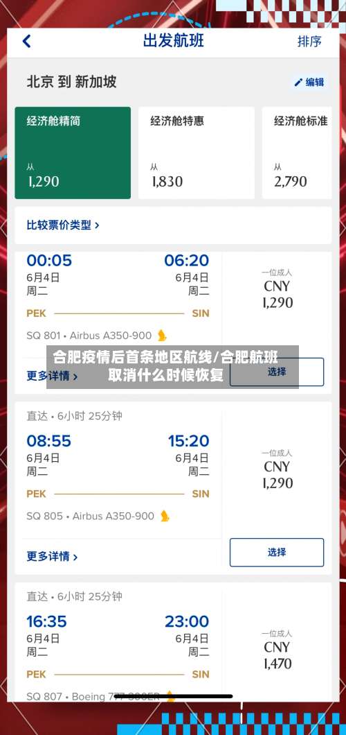 合肥疫情后首条地区航线/合肥航班取消什么时候恢复-第1张图片