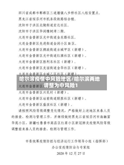 哈尔滨疫情中风险地区/哈尔滨两地调整为中风险1-第1张图片