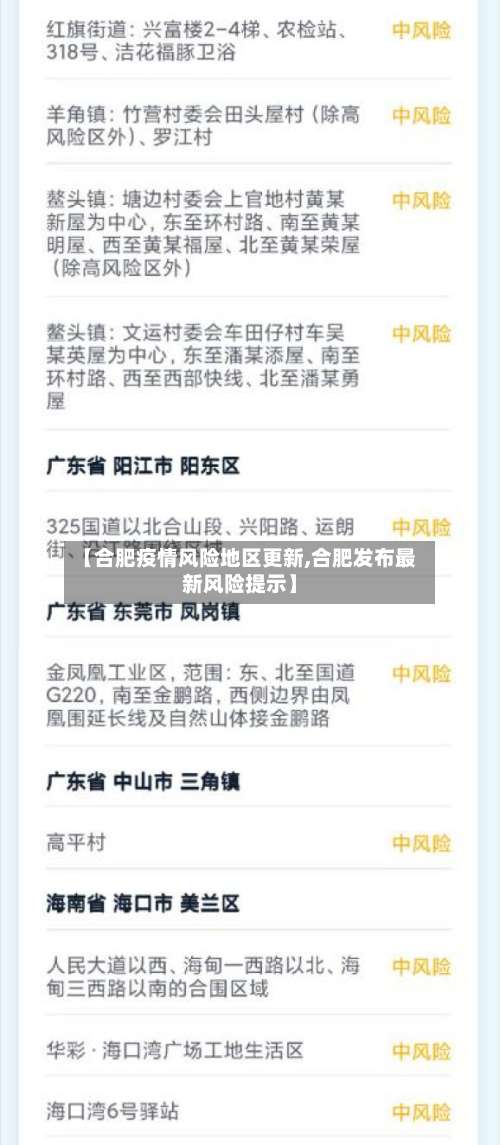 【合肥疫情风险地区更新,合肥发布最新风险提示】-第1张图片